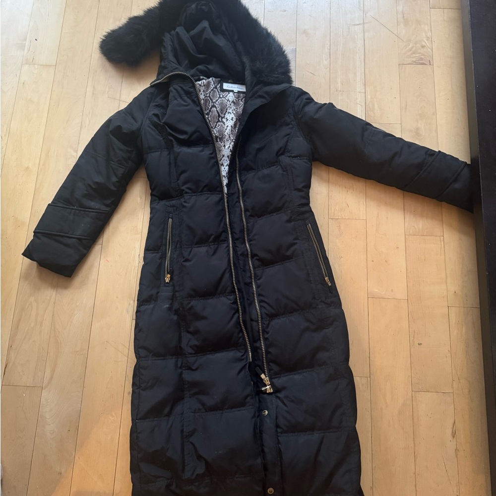 Calvin Klein Women's Black Long Puffer Coat